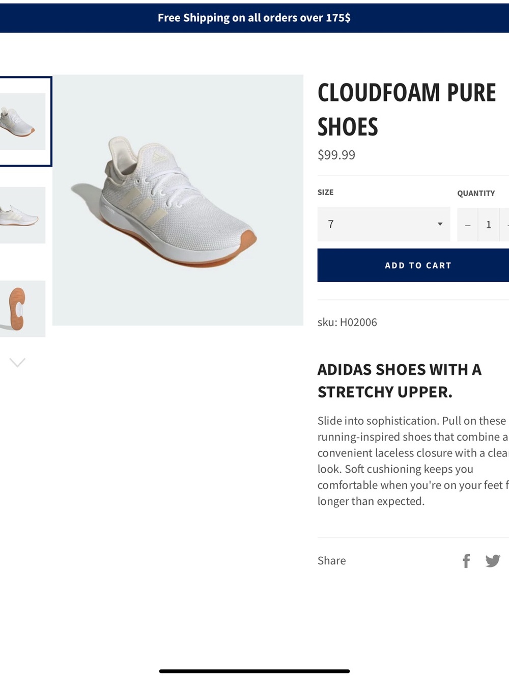 adidas White Knit Runner cloudfoam/ like new